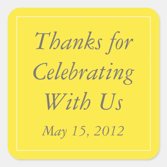 Yellow & White Thank You Stickers and Favour Label (Front)