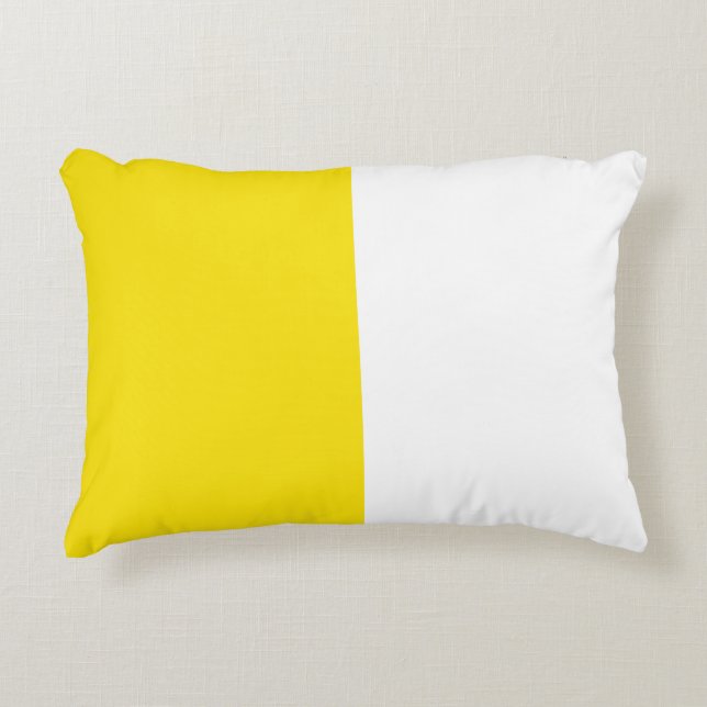 Yellow White Two Colour Tone Half Split  Decorative Cushion (Front)