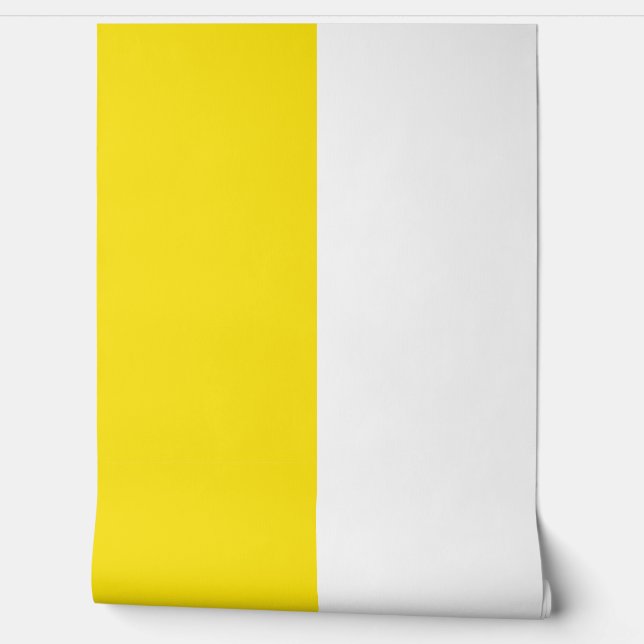 Yellow White Vertical Big Stripes Pattern  Wallpaper (Unrolling)