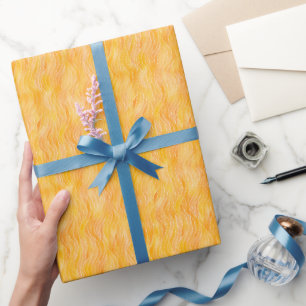 Yellow & White Wavy Lines Wrapping Paper