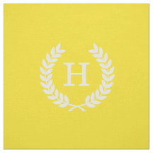 Yellow White Wheat Laurel Wreath Initial Monogram
