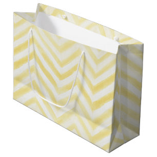Yellow White Zigzag Stripes Birthday Large Gift Bag