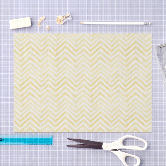 Yellow White Zigzag Stripes Birthday Tissue Paper (Craft)