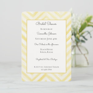 Yellow White Zigzag Stripes Bridal Shower Invitation