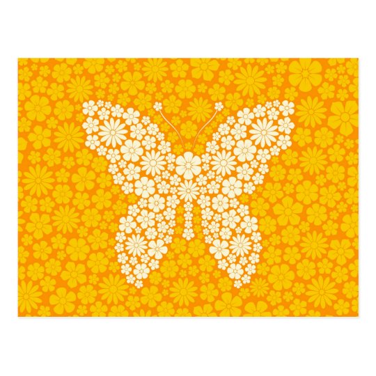 Yellow Wild Flowers Butterfly Postcard