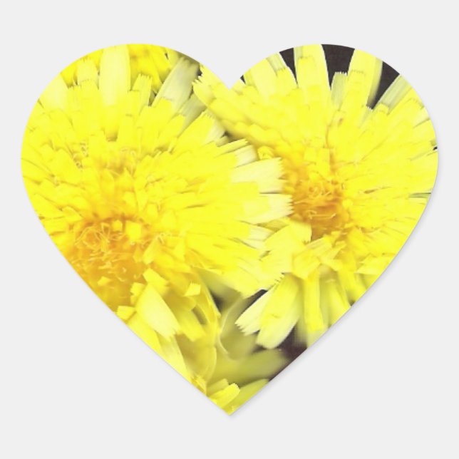 Yellow Wild Flowers Heart Sticker (Front)