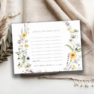 Yellow Wildflower Advice For Bride Bridal Shower Enclosure Card