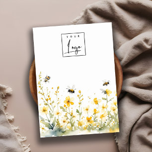 Yellow Wildflower Bee Blank Logo Jewellery Display Business Card