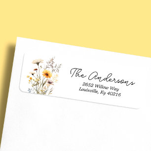 Yellow Wildflower Boho Baby Shower Address Return Address Label
