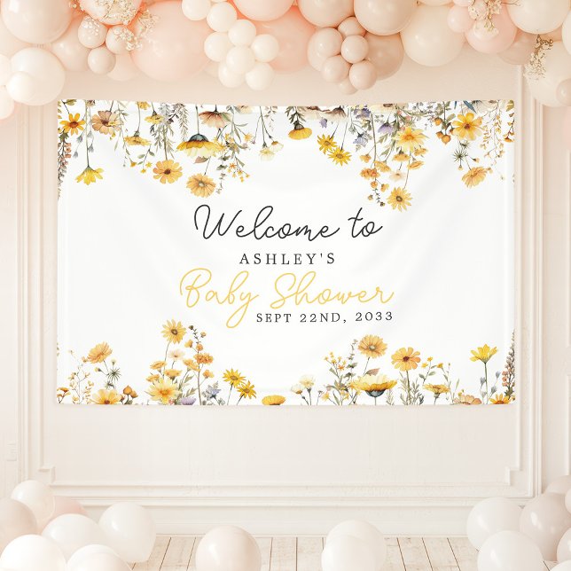 Yellow Wildflower Boho Baby Shower Welcome Banner (Creator Uploaded)