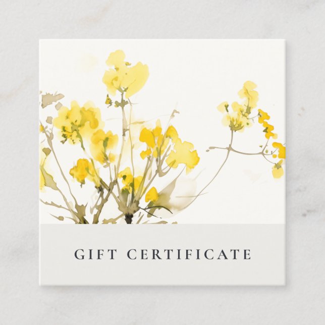 Yellow Wildflower Boho Floral Gift Certificate (Front)