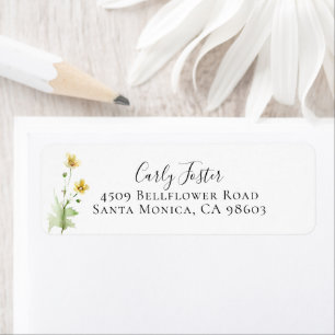 Yellow Wildflower Botanical Return Address Label