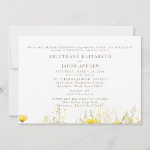 Yellow Wildflower Both Parents 2 Venue Wedding II Invitation