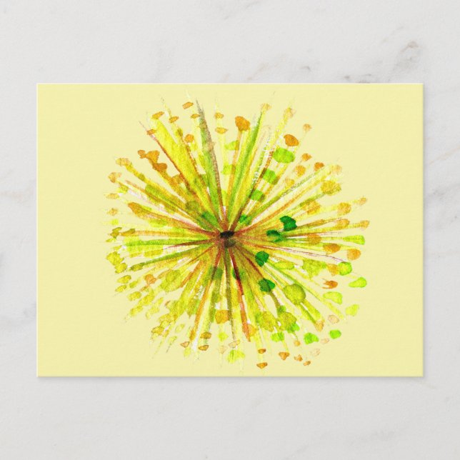 Yellow wildflower dandelion watercolor flower postcard (Front)