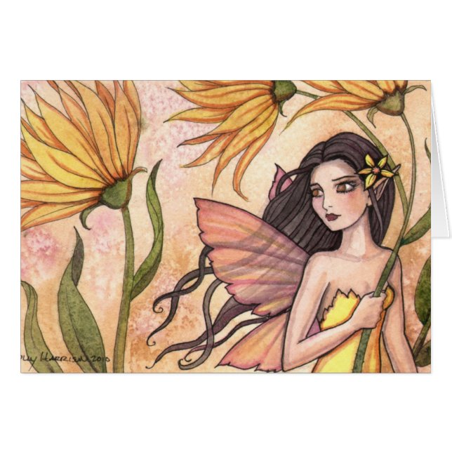 Yellow Wildflower Fairy Card (Front Horizontal)