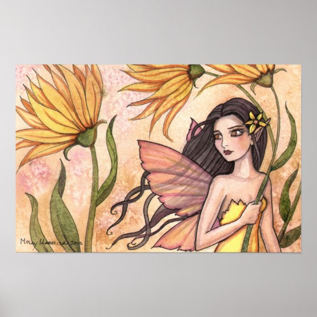 Yellow Wildflower Fairy Native American Poster (Front)