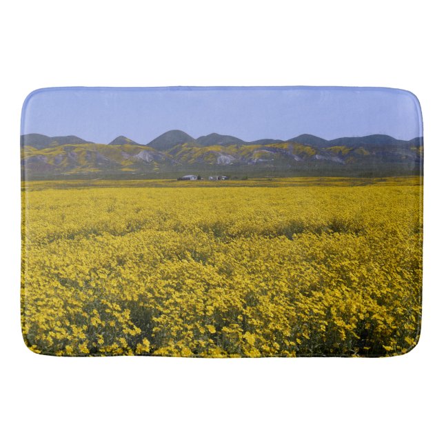 Yellow Wildflower Field Landscape Bath Mat (Front)