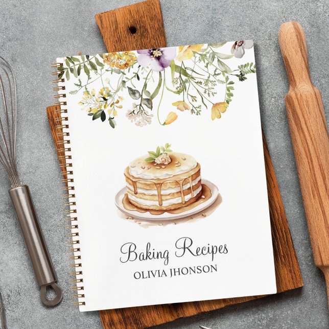 Yellow Wildflower Floral Baking Recipe Book (In situ)