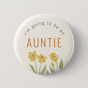 Yellow Wildflower Going to be an Auntie 6 Cm Round Badge