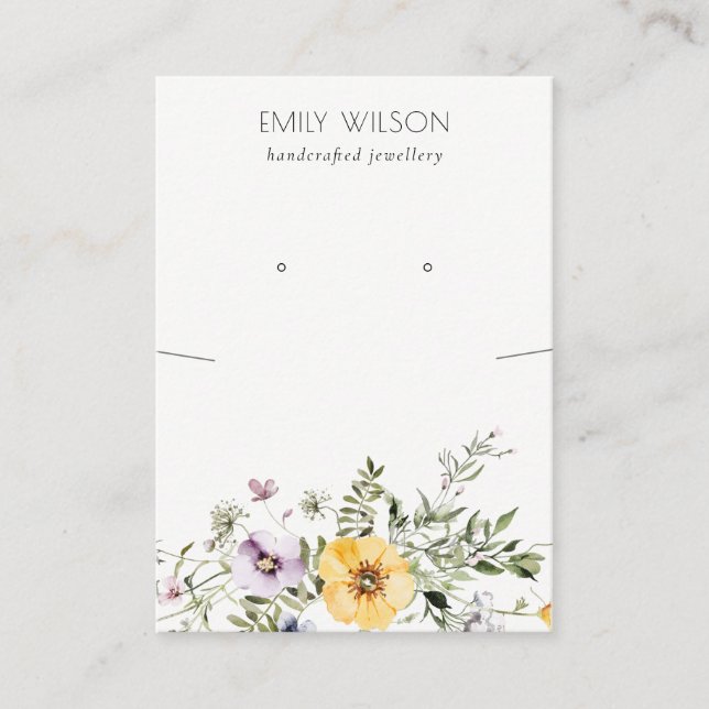 Yellow Wildflower Lilac Necklace Earring Display Business Card (Front)