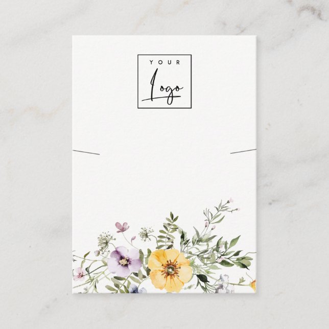 Yellow Wildflower Lilac Necklace Logo Display Business Card (Front)