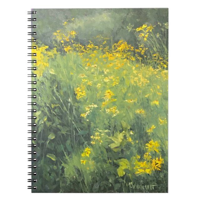 Yellow Wildflower Original Oil Painting Notebook (Front)