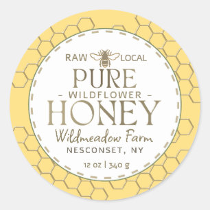 Yellow Wildflower Raw Local Honey Bee Honeycomb Classic Round Sticker