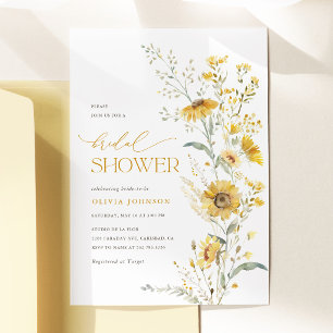 Yellow Wildflower Sunflower Bridal Shower Invitation