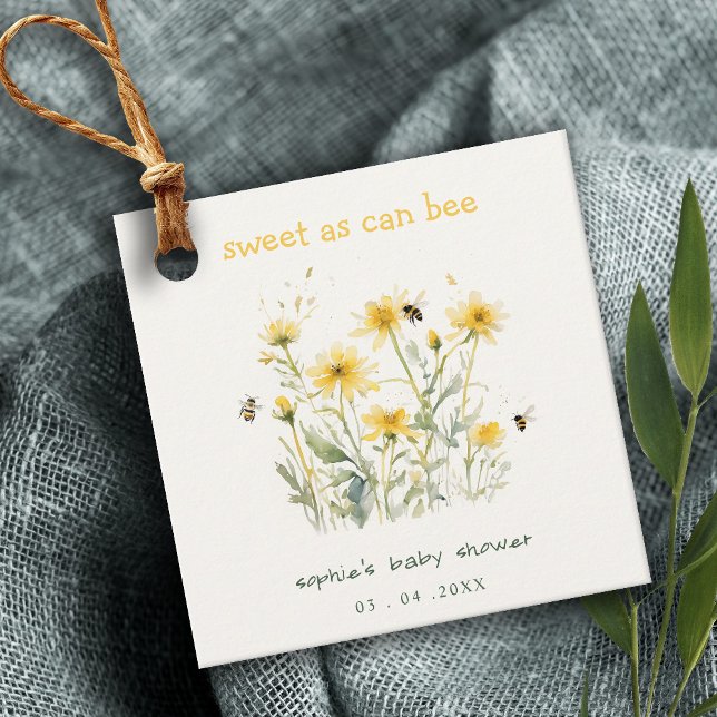 Yellow Wildflower Sweet As Bee Neutral Baby Shower Favour Tags (Creator Uploaded)