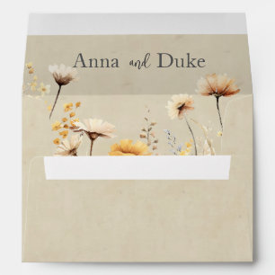 Yellow Wildflower Wedding Envelope