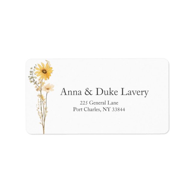 Yellow Wildflower Wedding Label (Front)