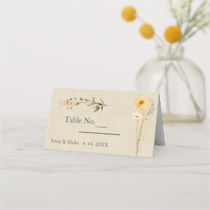 Yellow Wildflower Wedding Place Card