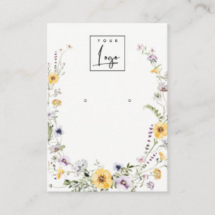 Yellow Wildflower Wreath Earring Logo Display Business Card