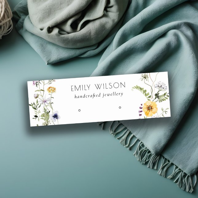 Yellow Wildflower Wreath Stud Earring Display Mini Business Card (Creator Uploaded)