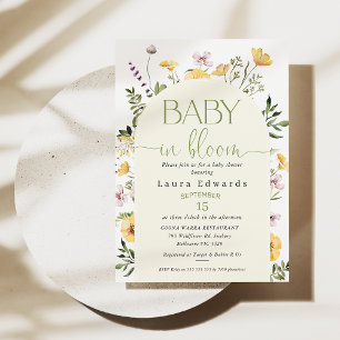 Yellow Wildflowers Baby In Bloom Baby Shower Invitation