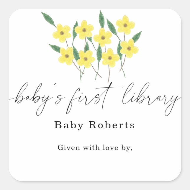 Yellow Wildflowers - Baby's first library Square Sticker (Front)