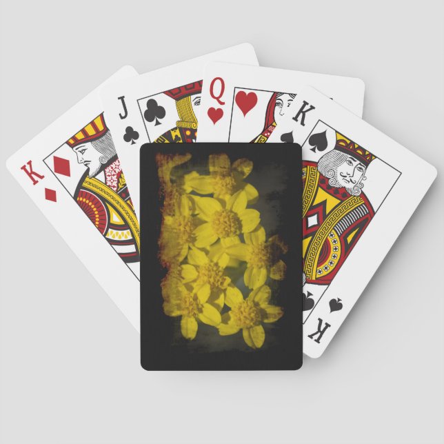 Yellow Wildflowers  Black Edge Playing Cards (Back)
