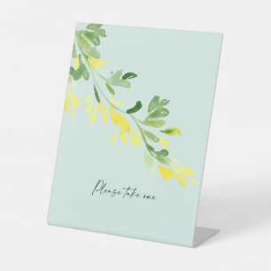 Yellow Wildflowers Mint Please Take One Pedestal Sign