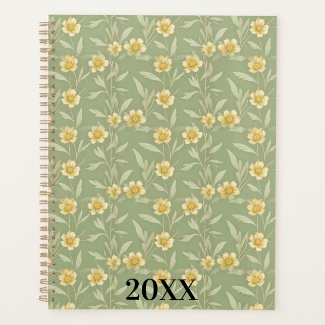 Yellow Wildflowers on Green Planner (Front)