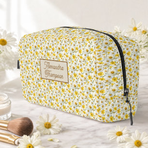 Yellow Wildflowers Pattern Monogram Name Dopp Kit
