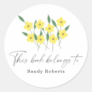 Yellow Wildflowers - This book belongs to Classic Round Sticker