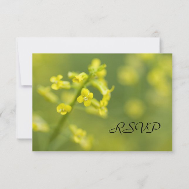Yellow Wildflowers Wedding RSVP Response Card (Front)
