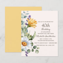 Yellow Wildflowers White Daisies 40th Birthday
