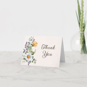 Yellow Wildflowers White Daisies Birthday Thank You Card