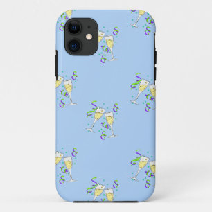 yellow wine on blue iPhone 11 case
