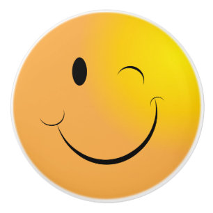 Yellow Winky Face - Emoji Ceramic Knob