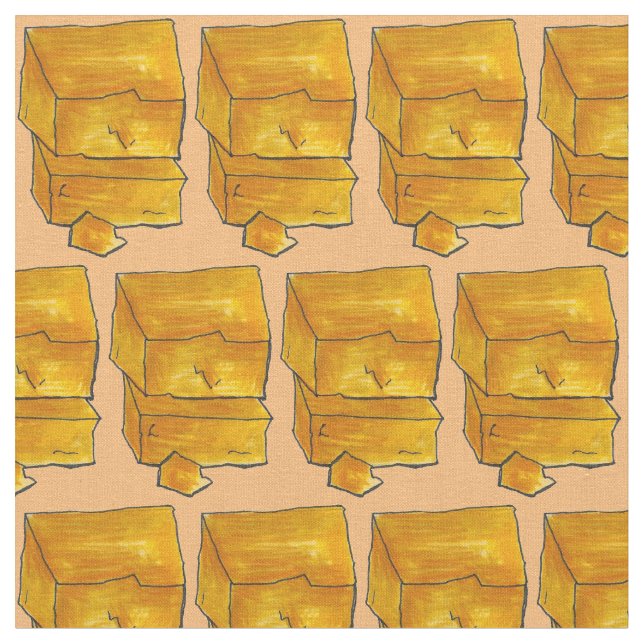 Yellow Wisconsin Cheddar Cheese Cheeses Fabric (Close Up)