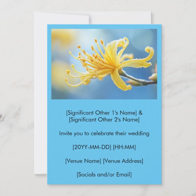 Yellow Witchhazel Wedding Invitation (Front)