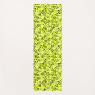 Yellow with black bright neon floral pattern yoga mat