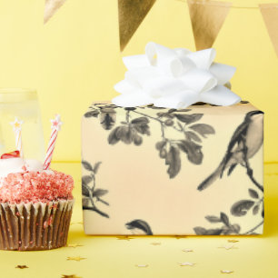 Yellow with Grey Chickadee Songbird Wrapping Paper